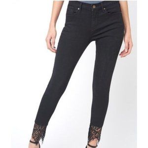 Anthropologie Driftwood Jackie Black Wash Lace Jeans 25